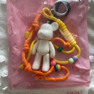 White Bear Keychain with Orange and Yellow Accents